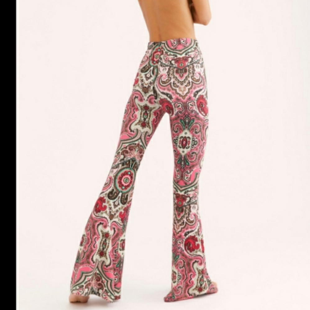 Free People Harper pink combo flare pants XS - Picture 1 of 8